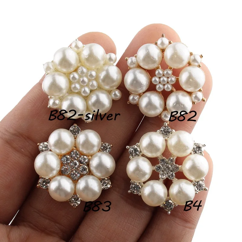 

30pcs flower center buttons pearl embellishment for handmade flower ,flat back rhinestone embellishment