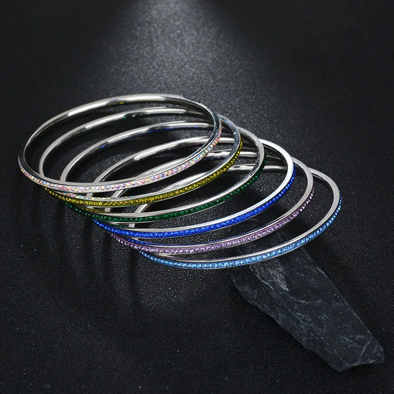 2017 Новинка один ряд многоцветные браслеты из нержавеющей стали шикарный CZ камень