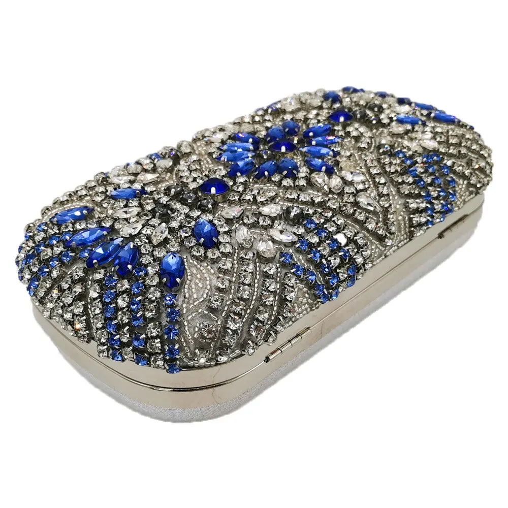 Boutique De FGG, винтажный женский клатч с серебряными кристаллами и бисером, вечерняя сумочка, свадебные клатчи, сумки, вечерние сумки для невесты