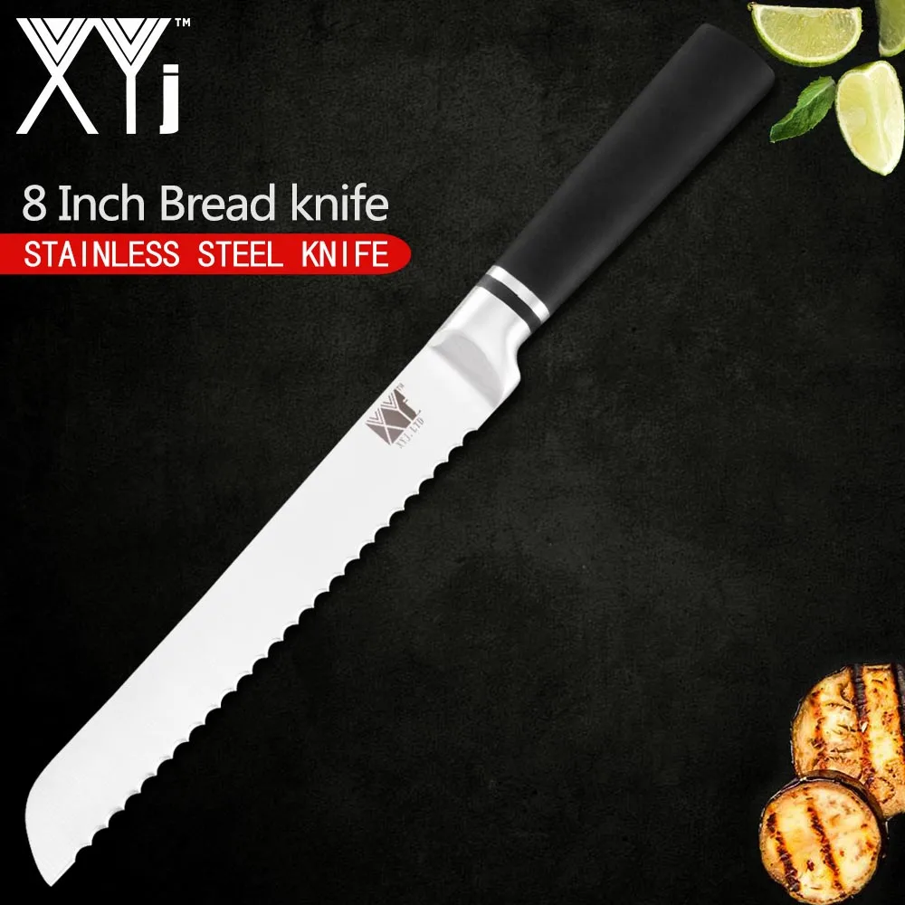 8 inch bread XYj набор кухонных ножей из нержавеющей стали 3Cr13 ультра острое лезвие Легкая ручка шеф-повара ножи Германия кухонные столовые ножи Набор - Цвет: 8 inch bread