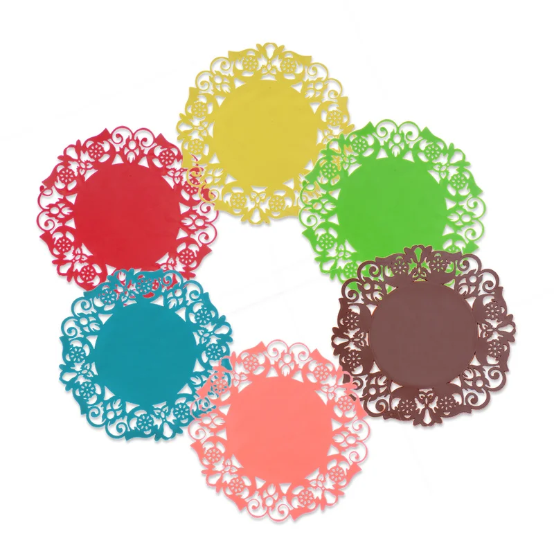 Кружевные цветочные пустотелые силиконовые горки коврики для чашек на