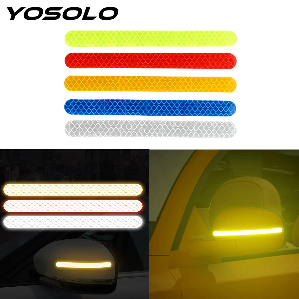 

YOSOLO 2PCS Car Sticker Warning Logo Rearview Mirror Fluorescent Reflective Stickers Universal Car-styling Car Reflective Strip