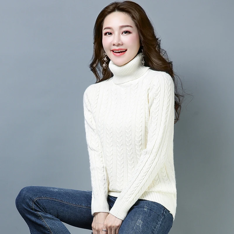 

Ladies Autumn & Winter Fashion Casual Turtleneck Knitting Elegant Women Slim Warm Sweater