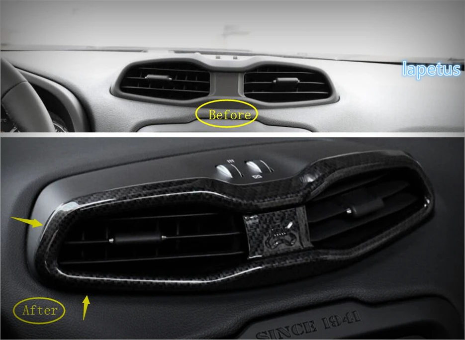 

Lapetus Middle Air Conditioning AC Outlet Vent Decoration Frame Cover Trim For Jeep Renegade 2015 - 2020 ABS Carbon Fiber Look