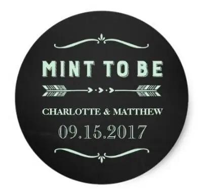

1.5inch Mint to Be Rustic Chalkboard Wedding Favor Tags Classic Round Sticker