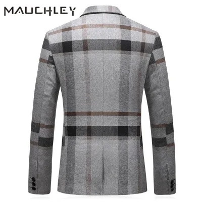 Mens Designer Suits 3 Pieces ( Jacket + Vest + Pants ) Party Suits Slim Fit 5XL Plus Size Navy Blue Plaid Men Stage Suits 2018