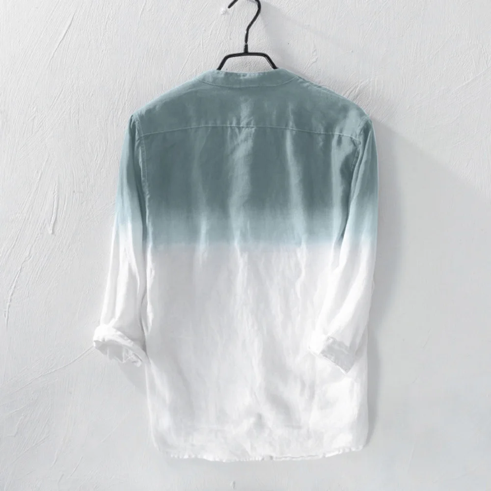 Мужские топы меняющие цвет длинный рукав тонкий отложной воротник Однорядная