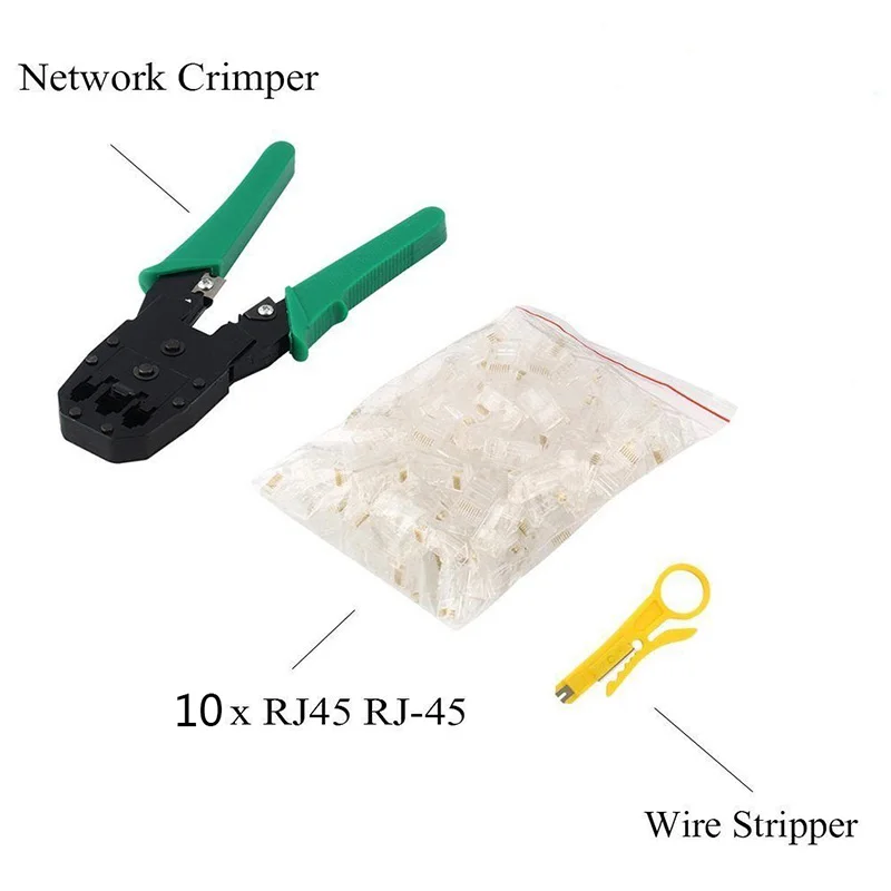 Cat6 Cat5 RJ45 набор для обжима кабеля сети обжимные плоскогубцы; Набор инструментов с 10 шт. RJ45 8P8C Разъем сетевого кабеля