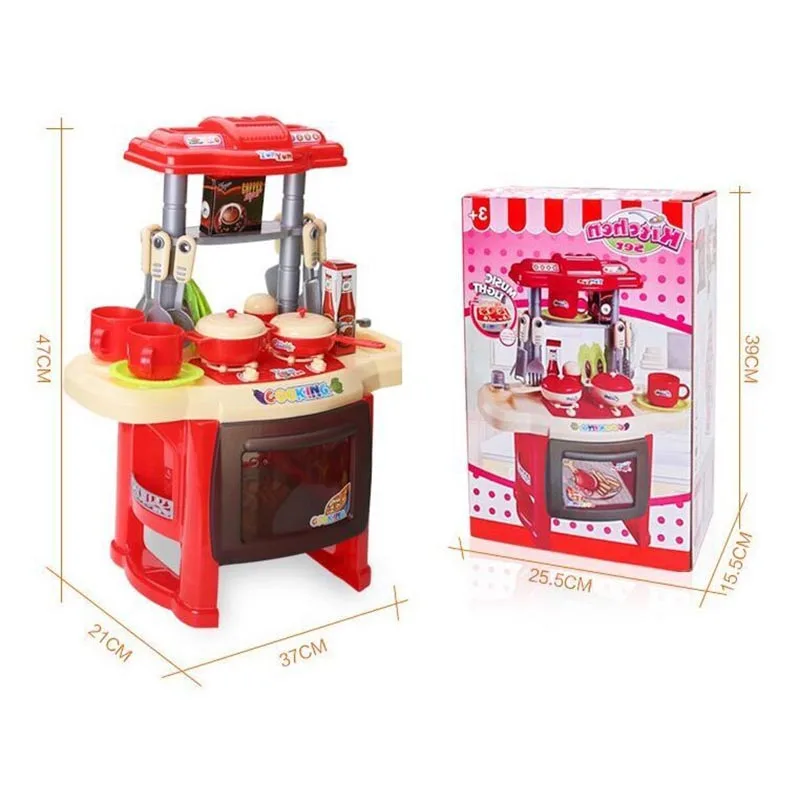 

Simulation Kid's Kitchen Toys for Girls Children Cooking Toy Pretend Play Set with Light Sound Pink Red Educational Toys Gifts