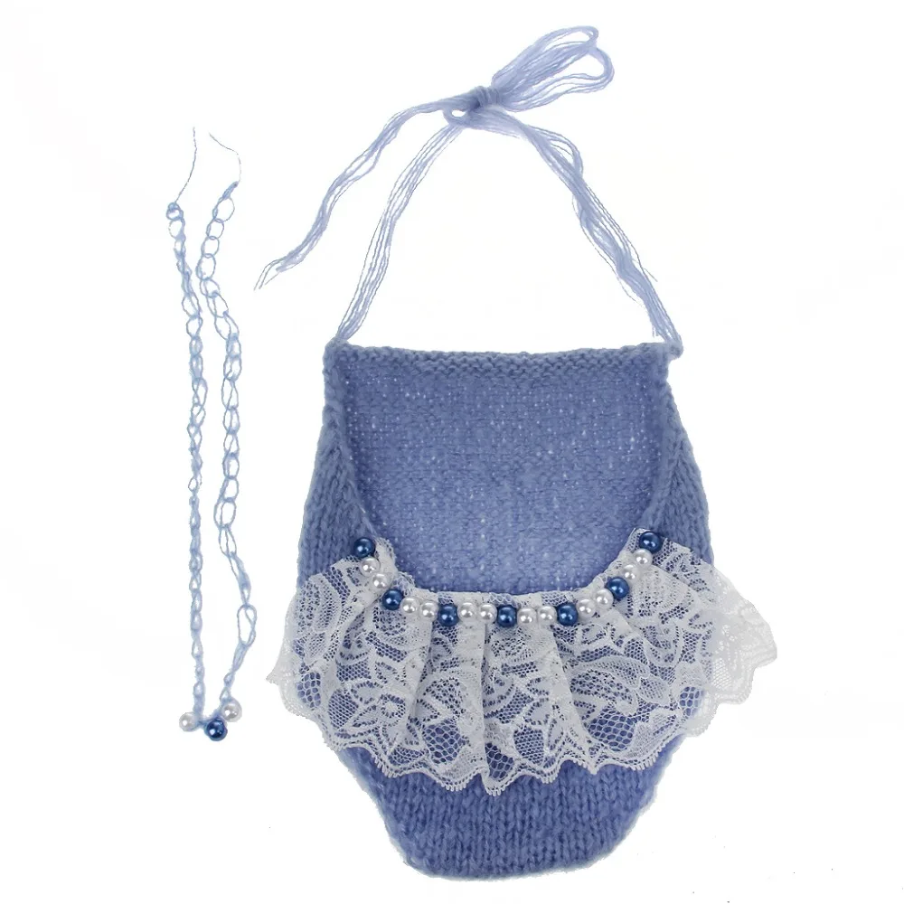 

Newborn Photography Props Mohair Pearl Headband and Mohair Pants Set Baby Photo Accessories