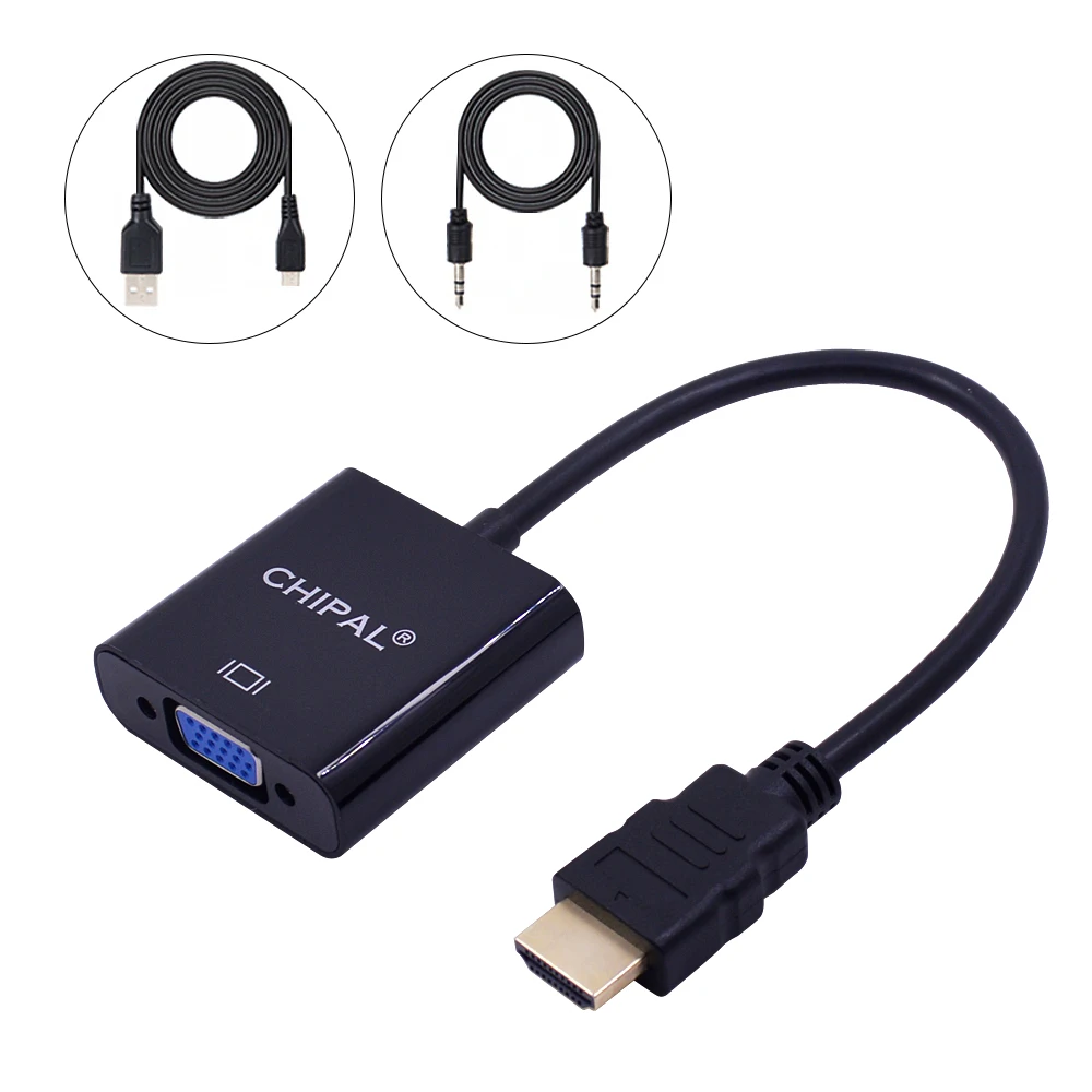 Адаптер CHIPAL для преобразователя HDMI VGA с аудиокабелем 3 5 мм + блок питания USB Xbox 360 ПК