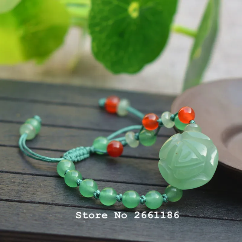Браслеты из натурального зеленого нефрита резные ювелирные украшения с круглыми