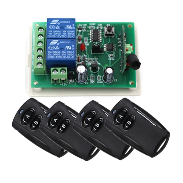 

Home Automation DC 12V 10A 2 Channel 2CH Remote Control Switch Home Appliance Controlling Center SKU: 5089