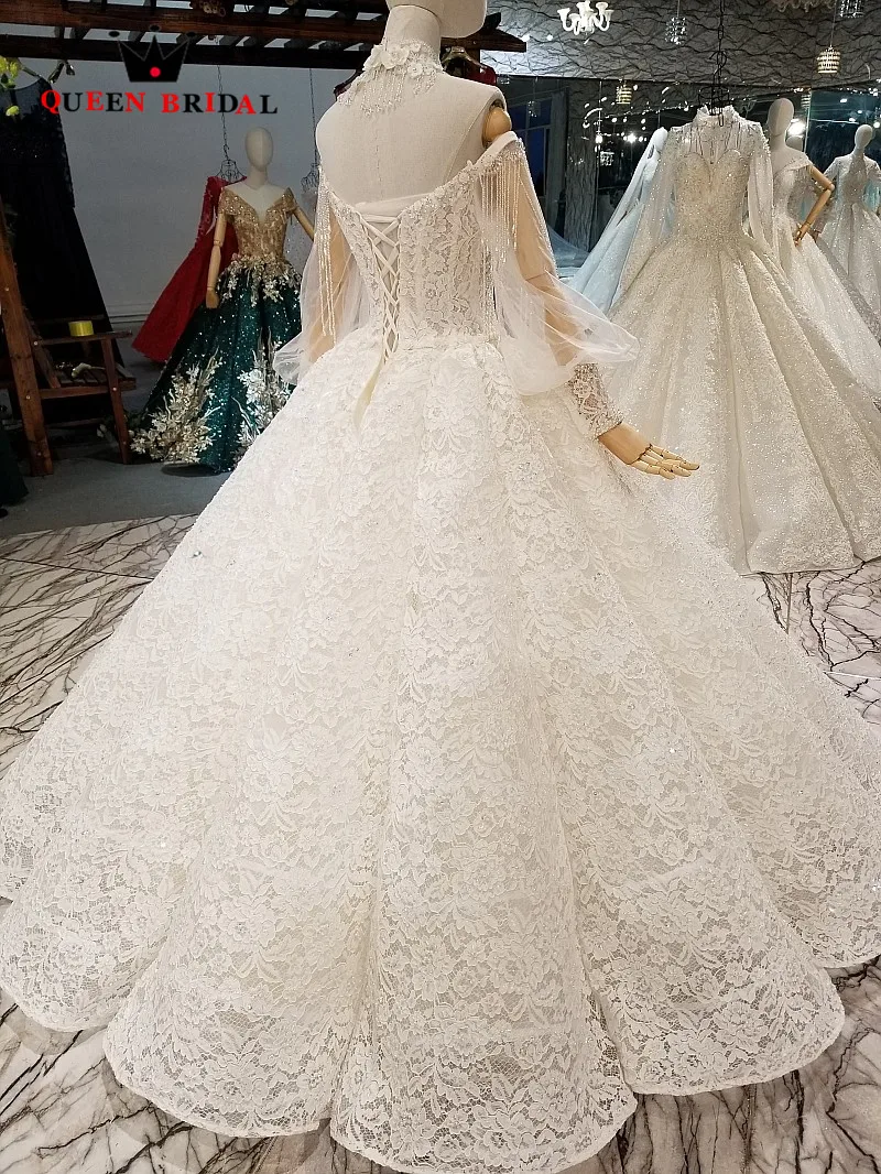 2021 Vestido De Noiva Custom Made Full Sleeves Marriage Bridal Dress Vintage Wedding Dresses QUEEN BRIDAL Robe De Mariee WD163