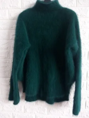 dark green Натуральный норковый кашемировый свитер, женские кашемировые пуловеры, норковая шуба, водолазка, свитер размера плюс S306 - Цвет: dark green