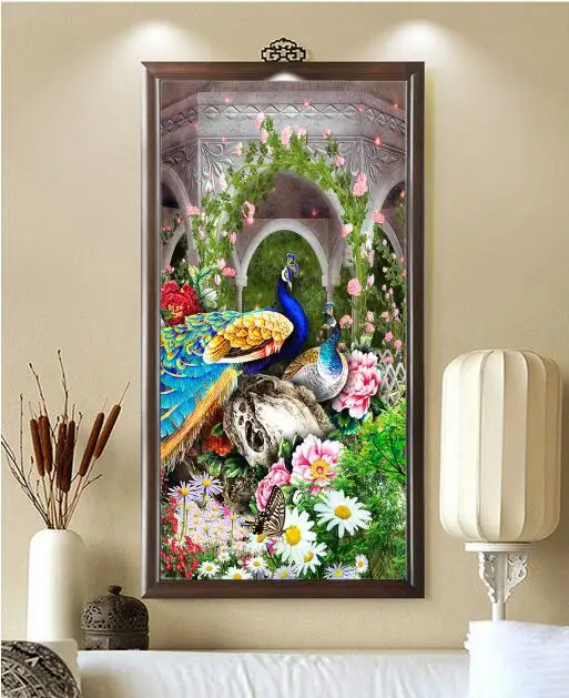 Youran Горный хрусталь живопись, Круглый, полный, diy, 3d вышивка, 5d алмазной живописи, Павлин, животного Алмазная мозаика узор Настенный декор