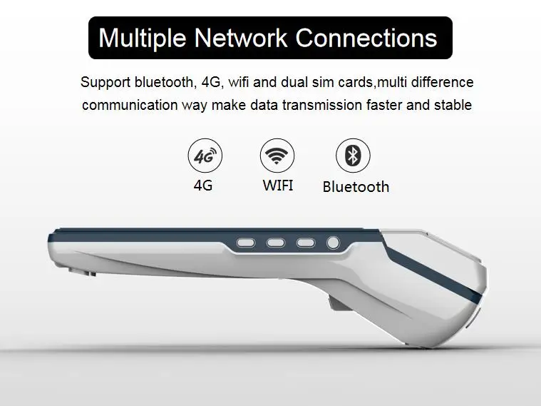 Портативный 5," Мобильный платежный pos машина 4G все в одном pos принтер терминал для кофейни и ресторана