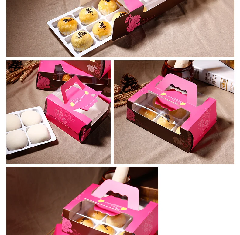 6 шт. Mooncake коробка ручной Бумага Cake Box луна торт контейнер с окном Подарочная упаковка Подарочная Коробки 10 шт./партия