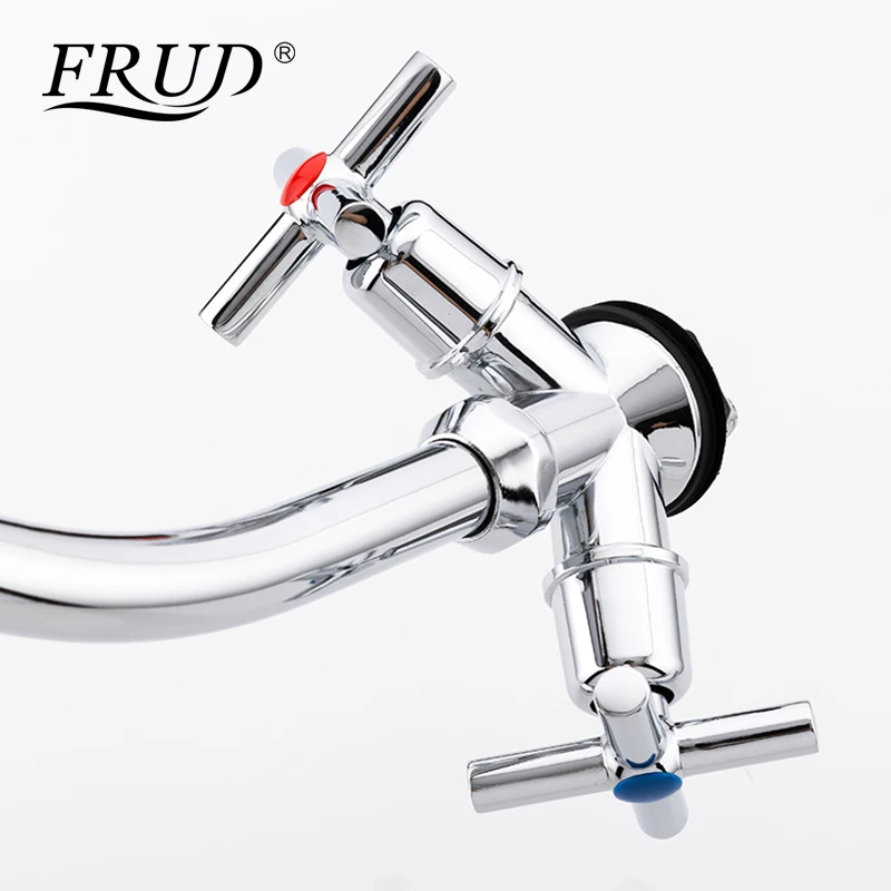 FRUD, Новое поступление, смеситель для кухни, двойная ручка, одно отверстие, смеситель для раковины, смеситель для холодной и горячей воды, кухонный смеситель R40112