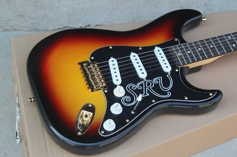 

Factory custom cherry sunburst body 22 frets Electric Guitar with SSS pickups,black pickguard,golden hardware,can be customized