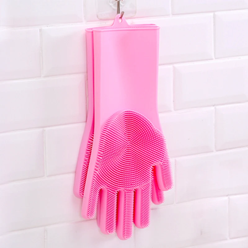 1 пара перчатки для мытья посуды волшебные силиконовые термостойкие кухонные