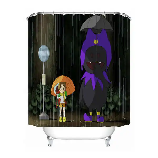 Shower Curtain Пользовательские Тоторо мультфильм водонепроницаемый Душ шторы для ванной дома ванная комната s крючки полиэстер ткань мульти Sizes180509-64 - Цвет: Shower Curtain