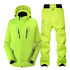 Уличная Качественная мужская лыжная куртка, зимний ветрозащитный водонепроницаемый лыжный костюм, супертеплая лыжная куртка + снегонепроницаемые комбинезоны