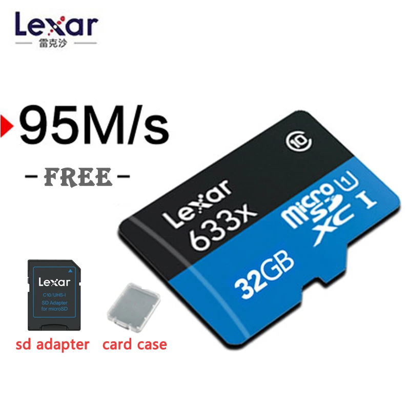 Lexar 633x95 MB/s Micro SD 256G 512G карты 32gb SDHC класс 10 64G 128G карта памяти SD адаптер для Gopro nintendo switch - Емкость: LEXAR 633X 32G