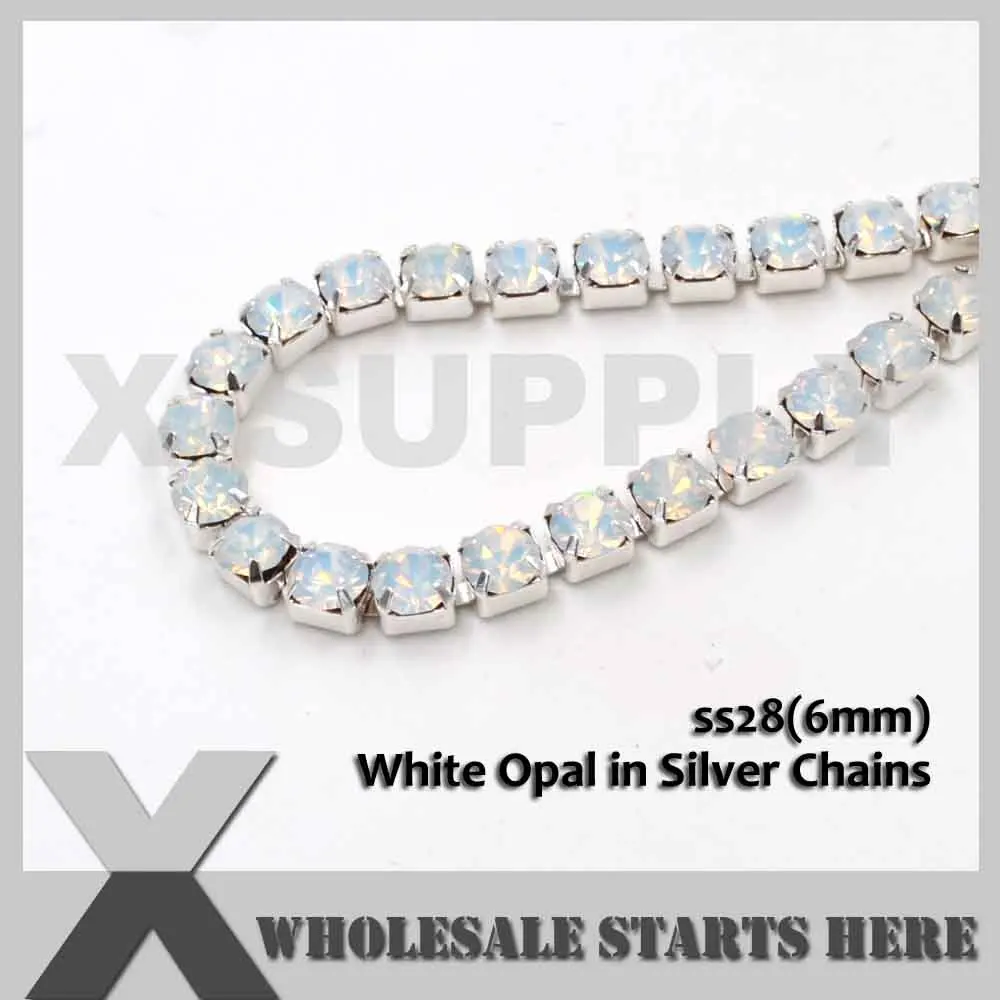 White Opal P1 SS28(6 мм) Серебряный плотный Кубок из горного хрусталя цепи, используется для свадеб, обуви, украшения одежды - Цвет: White Opal