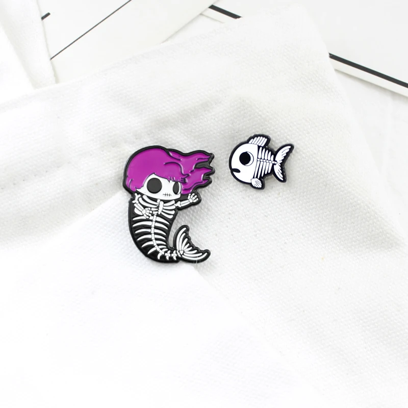 Новинка заколка-Русалка для мальчиков брошка в виде косточки русалки и кальмара