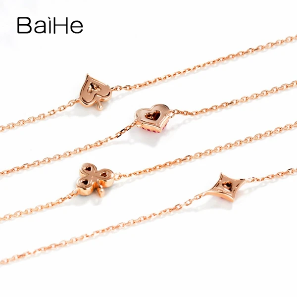 BAIHE Solid 14K розовое золото 0.23ct Сертифицированный Природный розовый сапфир свадебные женские модные ювелирные изделия цепочки и браслеты