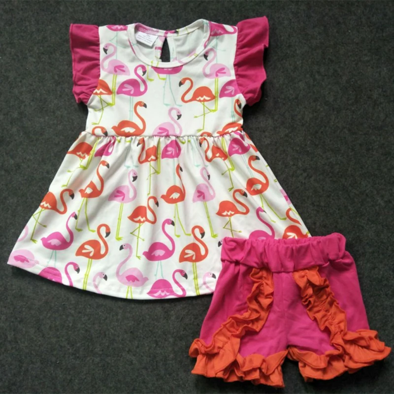 Summer Cute Newborn Baby Girl Clothes Sets Stuff Crane Dress Short Outfit Clothing Roupa Infantil Menina | Мать и ребенок
