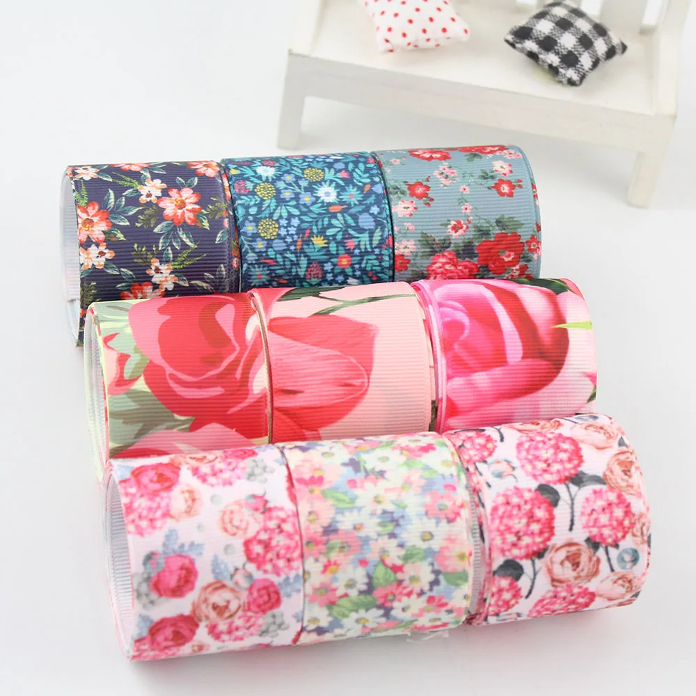 1 1/2 &quotс цветочным принтом grosgrain с декоративным рисунком и ленточной перемычкой