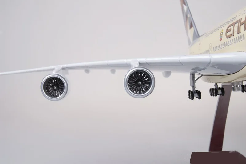 1/160 масштаб ETIHAD Воздушный самолет модель Airbus A380 ETIHAD модель с колесо с подсветкой литая под давлением пластиковая Смола самолет детский подарок
