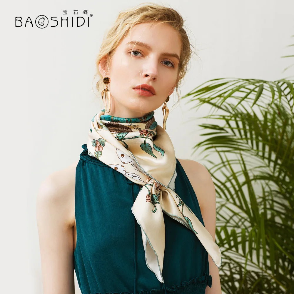 [BAOSHIDI]2018 Новый 100% шелковый шарф модные роскошные брендовые шелковые шарфы для
