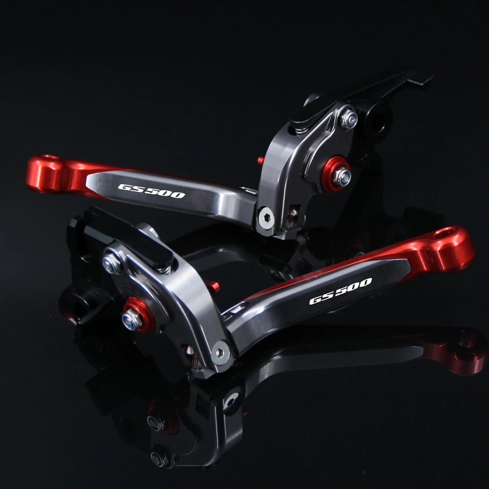 С логотипом красный + титановый для Suzuki GS500 GS 500 1989 2008 2003 2004 2005 2006 2007 CNC регулируемые