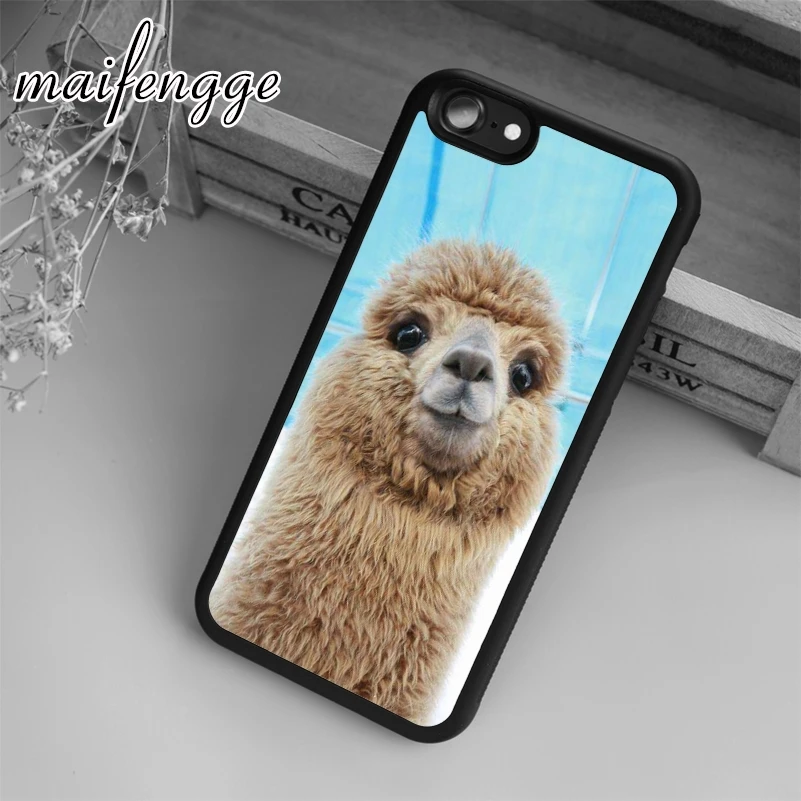 Maifengge милый чехол с лицом Альпака для iPhone 5 6 6s 7 8 plus X XR XS max 11 12 Pro Samsung Galaxy S7edge S8 S9 S10 |