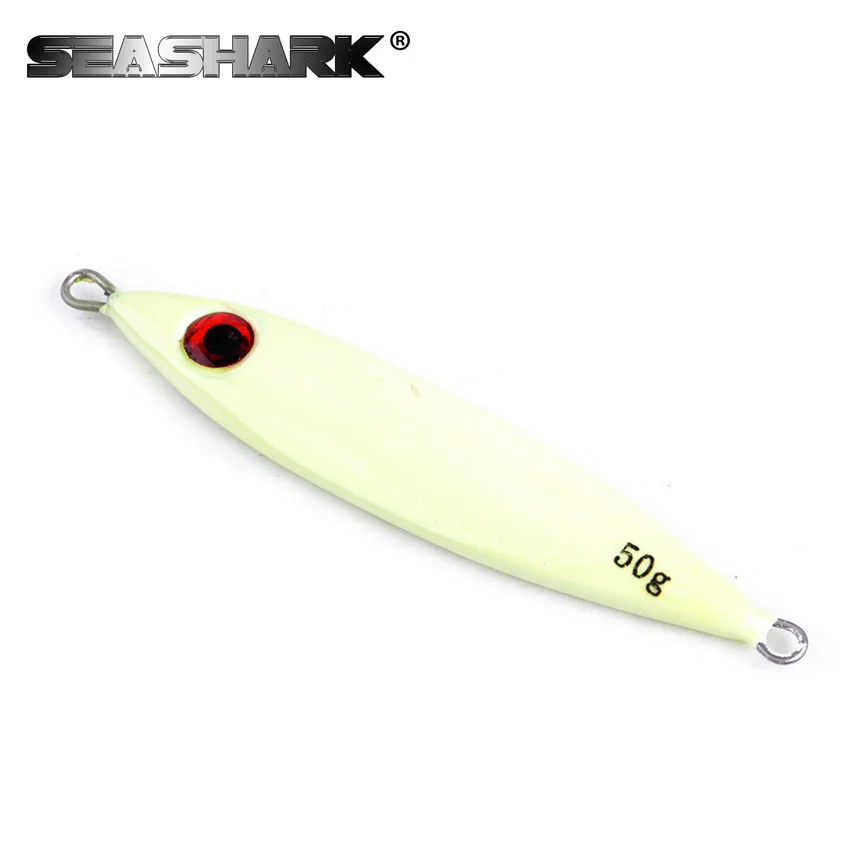 SEASHARK 30g 40g 50g 60g Metal Jigging Fishing Spoon Iron Plate Long shot Laser Luminous Lead Baits Sea Jig Lures | Спорт и
