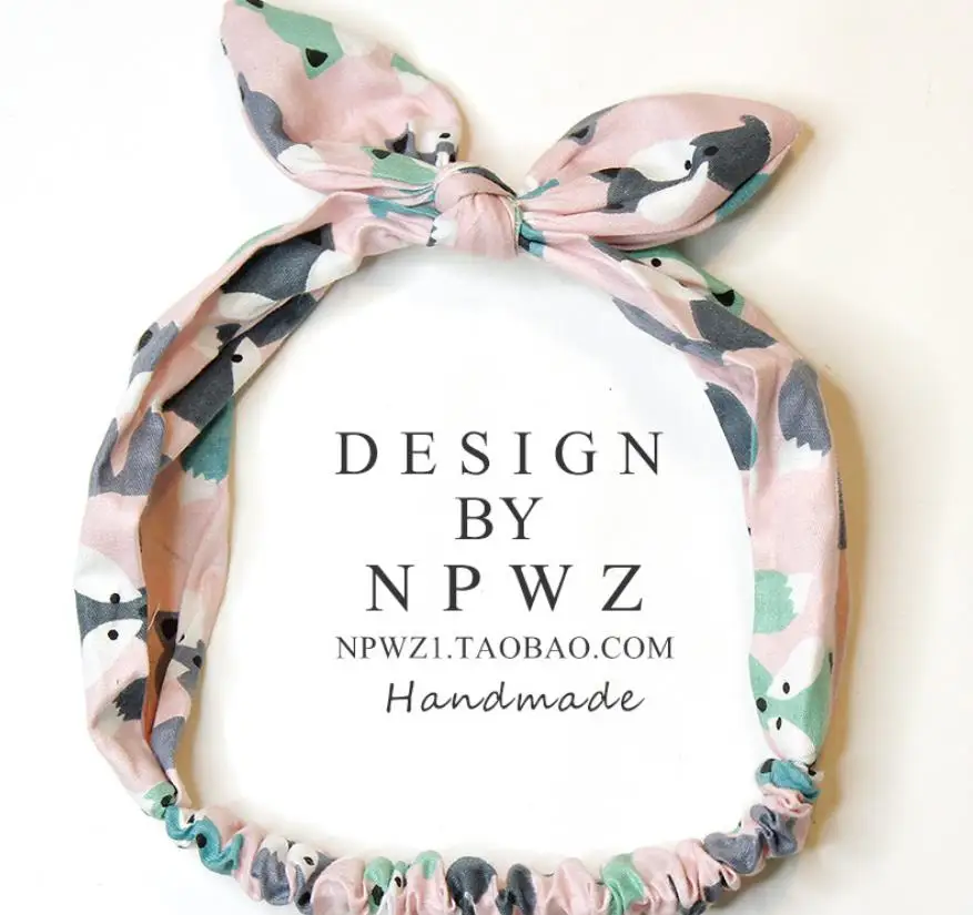 Повязка на голову клетчатая для девочек тюрбан с принтом кролика узлом