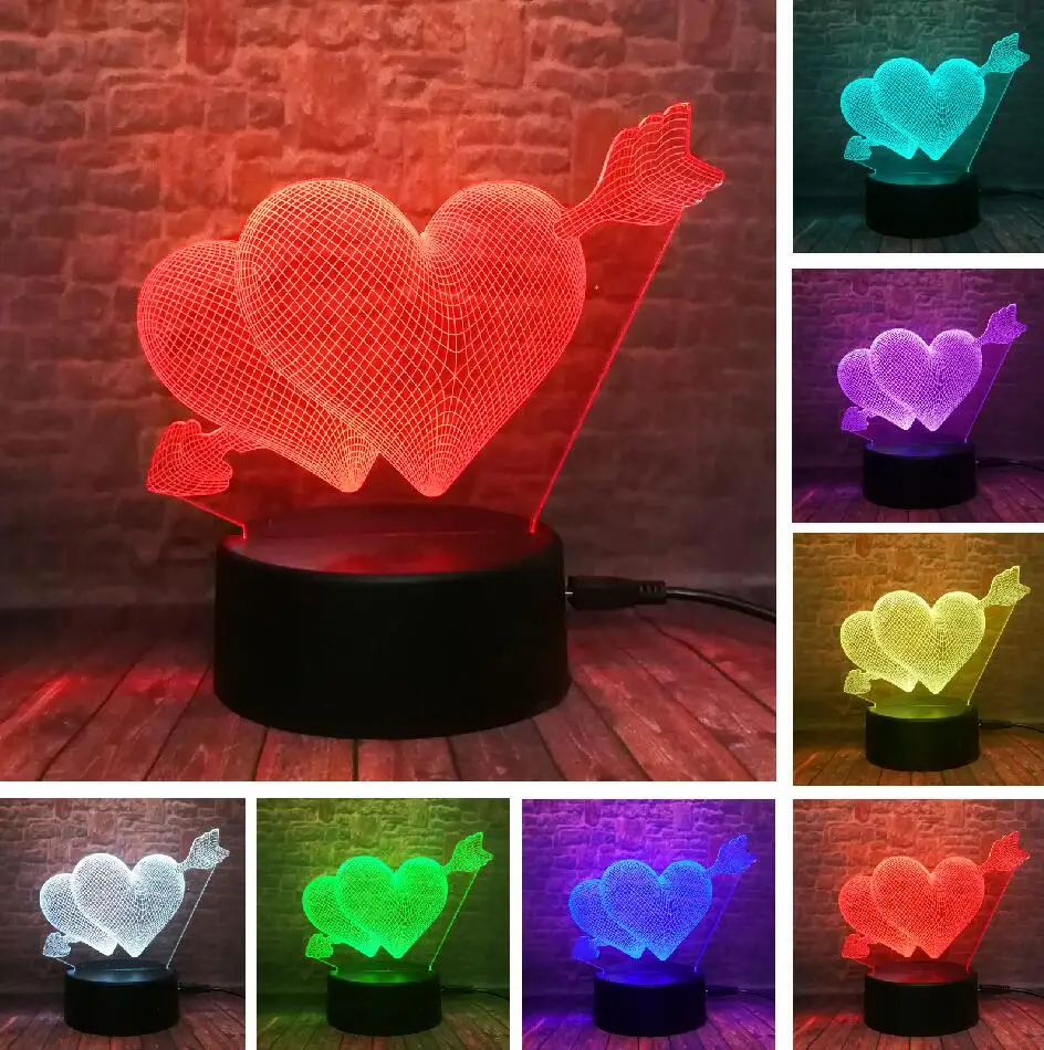 Романтический поцелуй дети I Love You 7 цветов градиент светодиодные ночники 3D стол настольные лампы Свадебный декор подруга любовник пара подарк - Испускаемый цвет: Touch One 7 Color