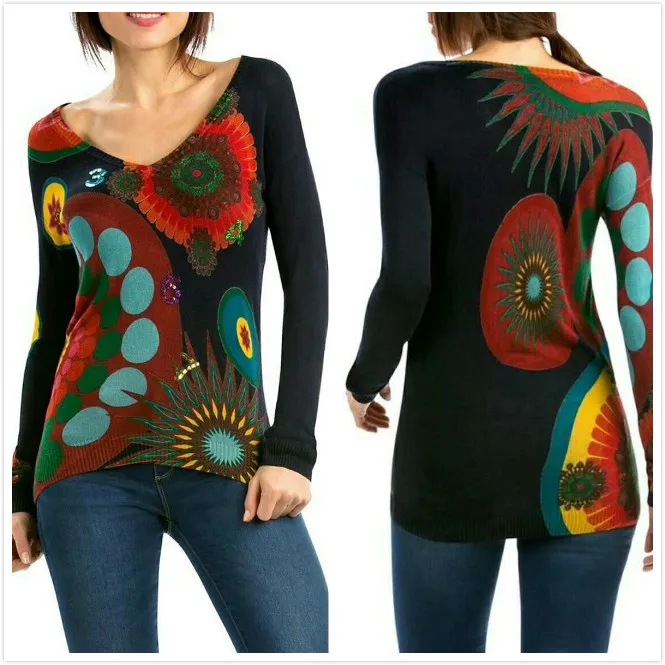 25 S M L Хлопок испанский DEG весна и осень вязаный свитер XS-XXL - Цвет: 25 S M L