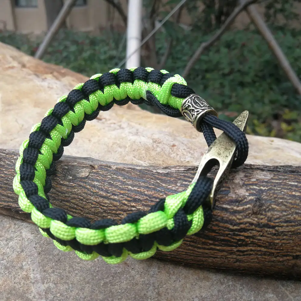 Браслет Paracord мужские бусы с рунами викингов топор талисман шарм Плетеный