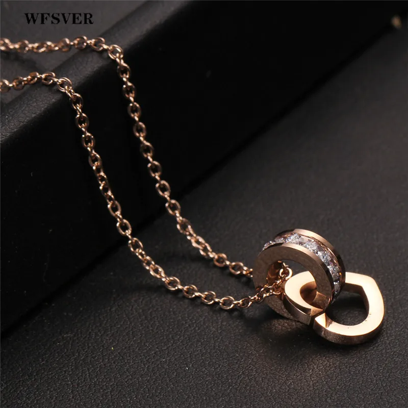 WFSVER корейский стиль ожерелье из нержавеющей стали розовый золотистый цвет