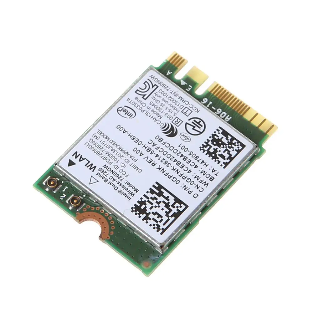 Dell Intel Двухдиапазонная Беспроводная AC 7260 7260NGW NGFF M.2 Bluetooth WiFi сетевая карта|Сетевые