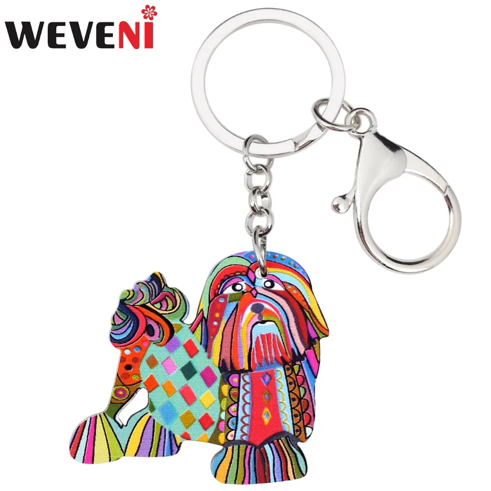 WEVENI акриловые в стиле аниме трендовые брелки цепочки для ключей Shih Tzu Pekingese Dog