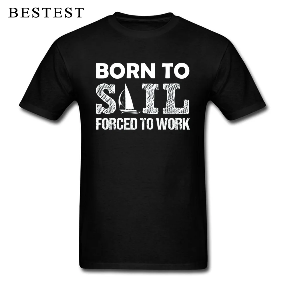 Мужская футболка с надписью Born To Sail Force Work черная надписью|Мужские футболки| |