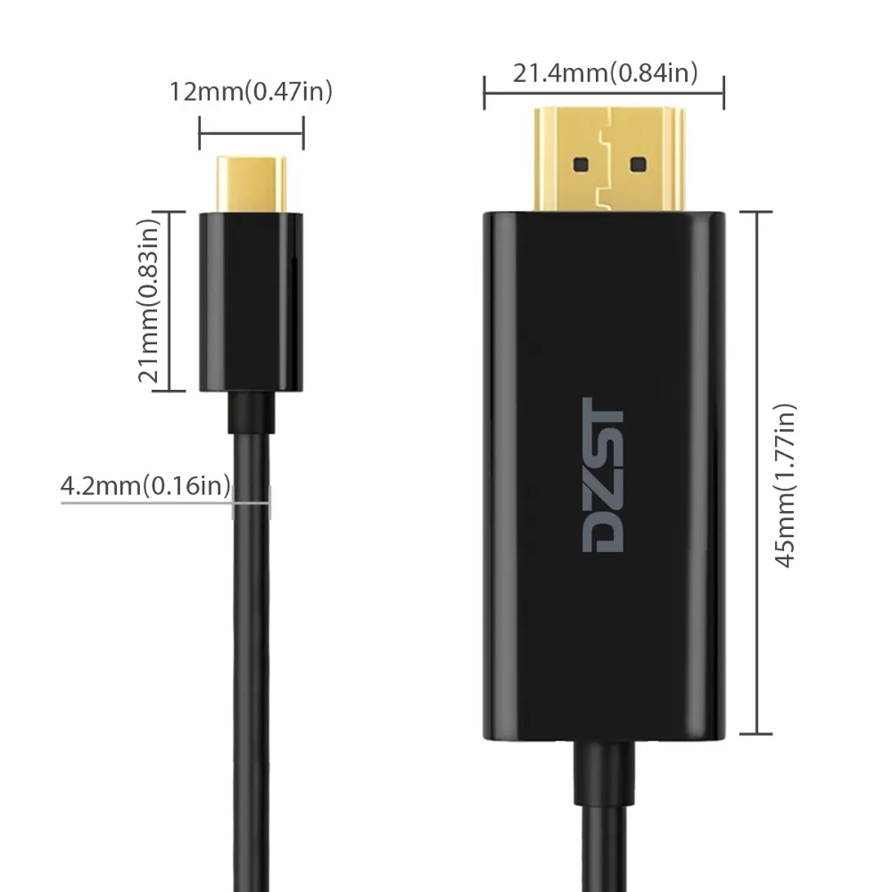 DZLST USB C к HDMI 4K 60Hz Кабель 1 8 M Тип 3 Мужской Для MacBook Pro huawei MateBook ChromeBook samsung S8/S9 |