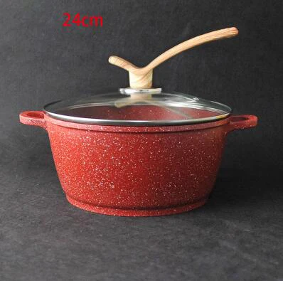 24CM Суповый горшок с антипригарным покрытием, кастрюля, кухонная посуда, кастрюля для соуса, кухонные кастрюли для приготовления пищи, жаровня, кастрюля, faitout - Цвет: 24CM
