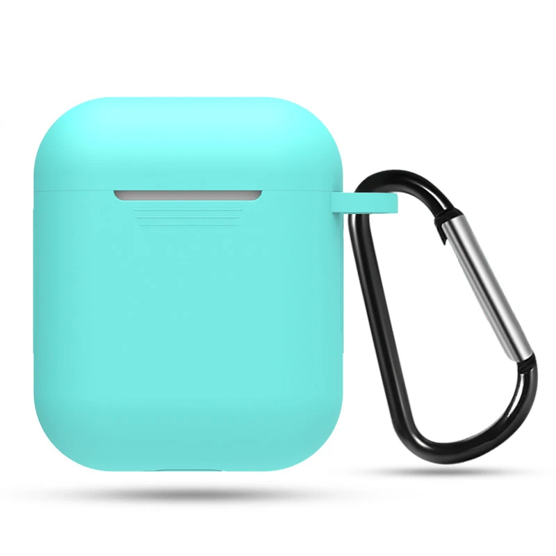 Мягкий силиконовый чехол для Apple Airpods ударопрочный чехол для Apple гарнитура для Airpods чехлы с крюком ультра тонкий чехол для Air Pods - Цвет: Зеленый