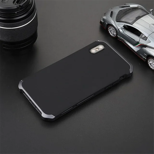 Роскошный металлический алюминиевый чехол+ сверхмощный чехол для iPhone X XS MAX 8 6 6 S 7 Plus 5s SE XR - Цвет: Black Gray
